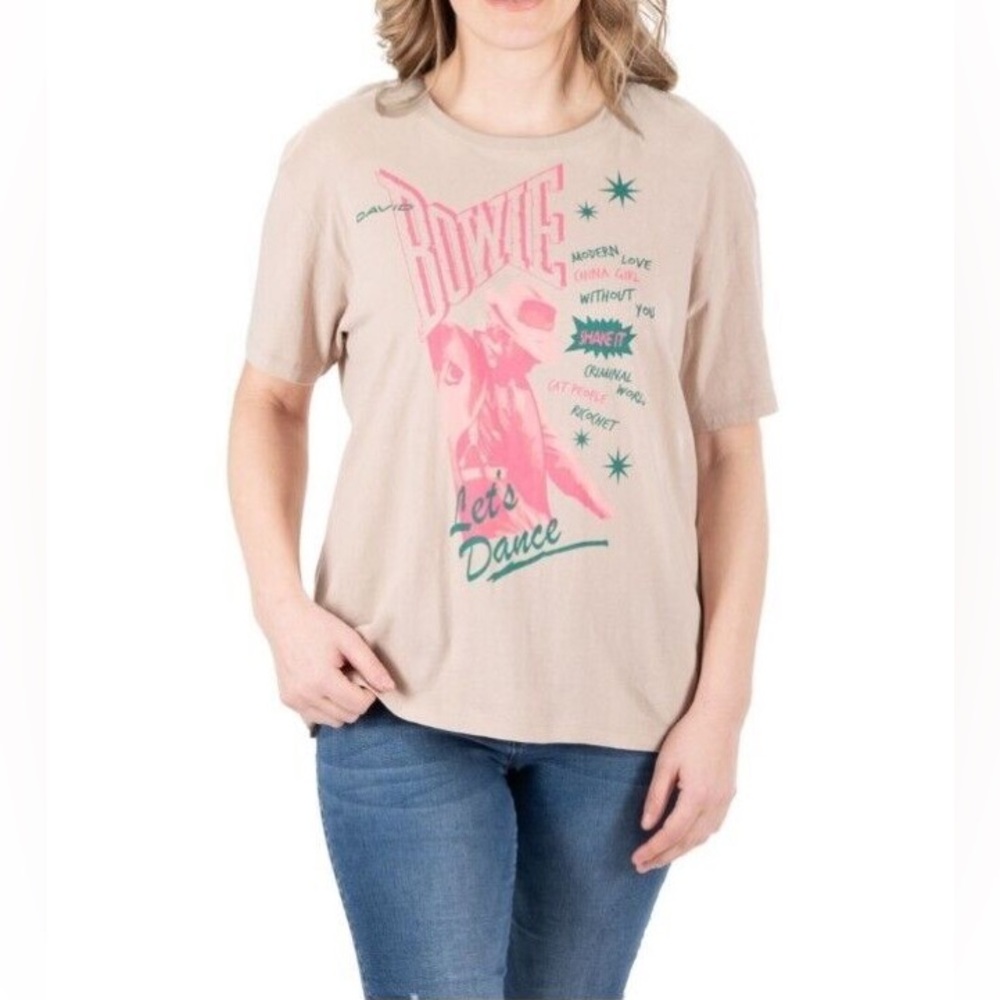 David Bowie Logo Licensed Womens Graphic Band Tee Shirt